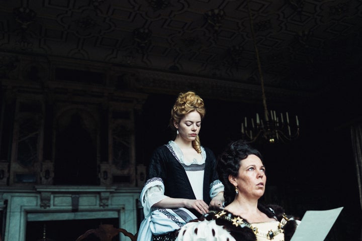 Of her co-star Olivia Colman (right), Stone said the actress is "like a marshmallow of a human being – like the most wa