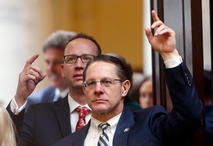 Utah Republican state Rep. Ken Ivory (right), a proponent of transferring federal lands to the states, at the state Capitol i