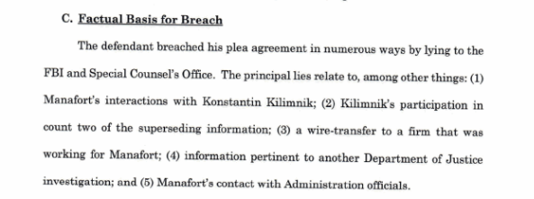 Manafort's five alleged lies.