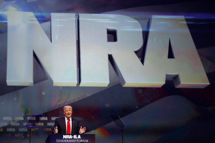 Republican presidential candidate Donald Trump attends the National Rifle Association's NRA-ILA Leadership Forum in Louisville, Kentucky, on May 20, 2016.
