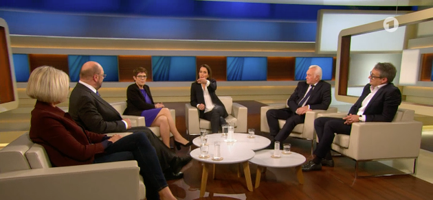 Moderatorin Anne Will begrüßt SPD-Politiker Martin Schulz zum zweiten Mal in der Sendung.
