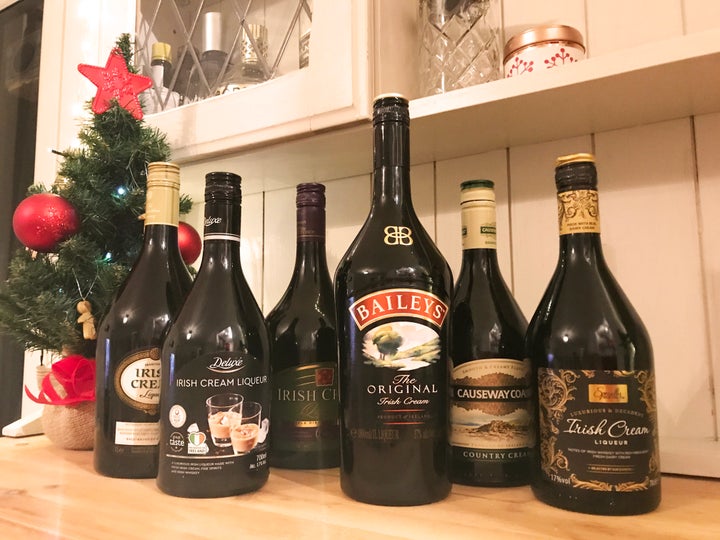 (Left to right): Irish cream from M&S, Lidl ,Sainsbury's, Baileys, Asda and Aldi