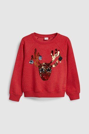 NEXT Christmas Reindeer Jumper Dress Xmas Red Age 12-18 1.5-2 3-4 4-5 Years BNWT