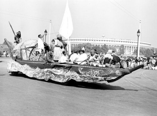 A boat on display in 1952 Republic Day parade
