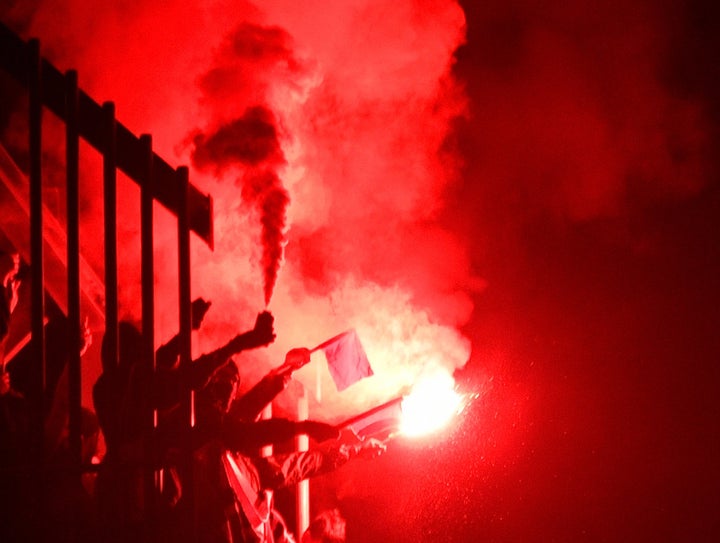 People light flares at an anti-far-right concert in Chemnitz in eastern Germany in September. As anti-immigrant populism has gained in the country, so has the Green Party, which unapologetically supports more open immigration laws.