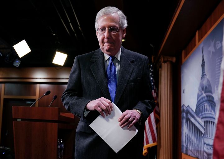 "Unqualified, shmunqualified. Let's push these Trump nominees through!" -- a thought bubble that could work next to Senate Majority Leader Mitch McConnell's head in this picture.