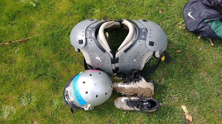 After a long practice, nothing feels better than taking off the helmet, pads and muddy cleats.