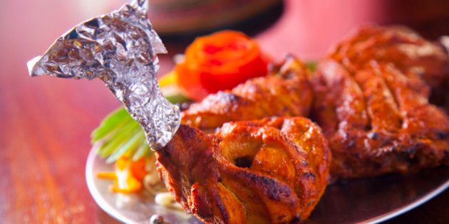 India, Spicy grilled chicken legs, close-up