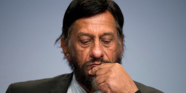 Rajendra Pachauri attends a news conference in Berlin April 13, 2014. REUTERS/Steffi Loos (GERMANY - Tags: POLITICS ENVIRONMENT)