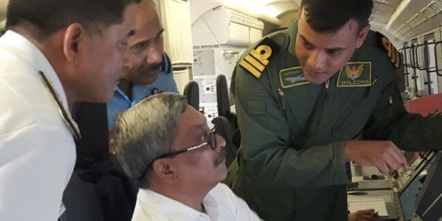Manohar Parrikar, India's Defence Minister takes stock of the situation, undertook a two-hour aerial survey with as many as 18 navy and coast guard ships including a submarine, and eight aircraft like P 81, C 130 and Dorniers pressed into search operations.
