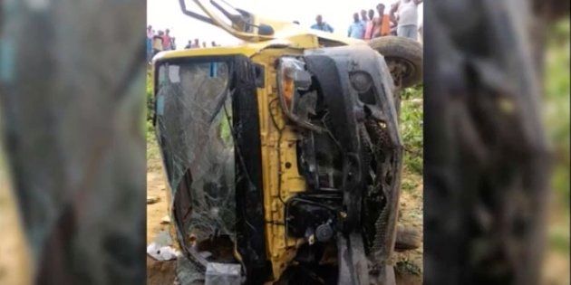 School van collided with train in Uttar Pradesh.