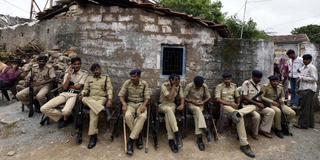 Tight security seen after the Una Dalit row at Mota Samadhiyala village.