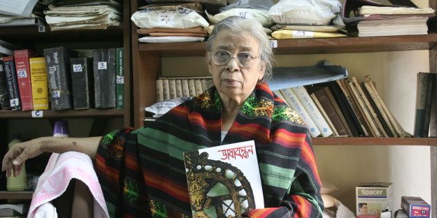 Mahasweta Devi in Kolkata, 2008. (Photo by Suvashis Mullick/The India Today Group/Getty Images)