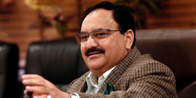 India's Health Minister J.P. Nadda speaks during an interaction with the media at his office in New Delhi.