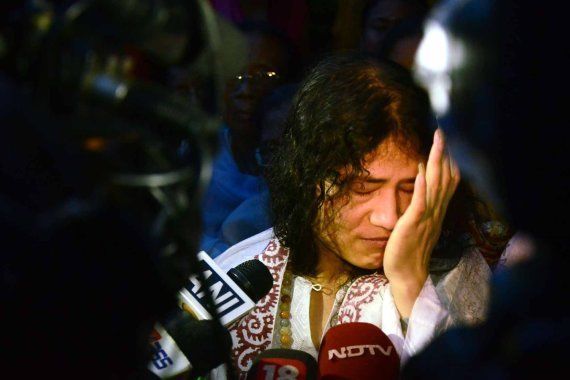 Irom Sharmila broke down in tears as she was finally released from a hospital jail.