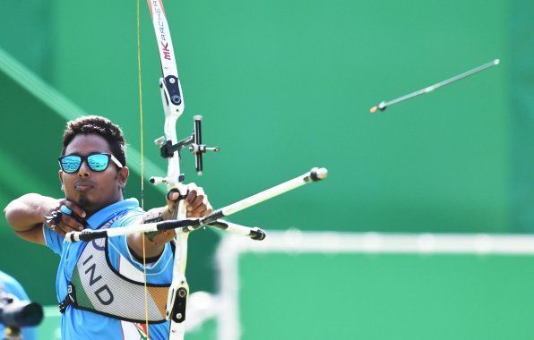 India's Atanu Das shoots an arrow during the Rio 2016 Olympic Games men's competition.