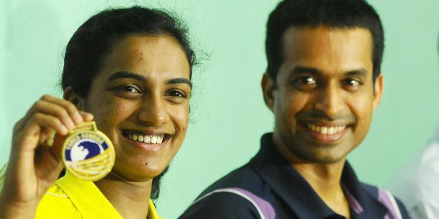 File photo of PV Sindhu with coach Pullela Gopichand.