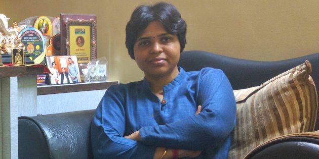 Activist Trupti Desai at her home office in Pune.
