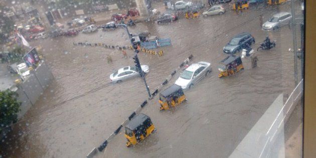 An image of flooded Hyderabad.