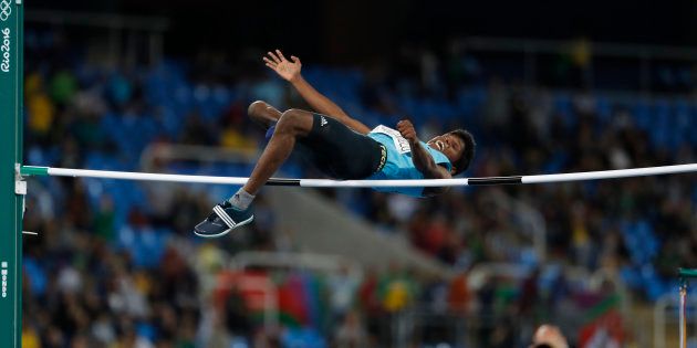 Mariyappan Thangavelu of India competes on his way to winning the gold medal in the event.