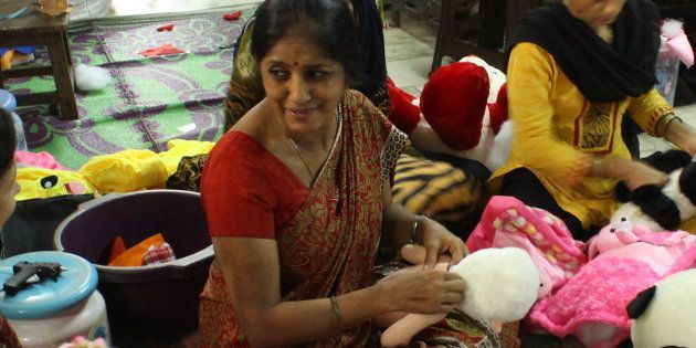 Amita Gupta, who makes the Modi soft toy.
