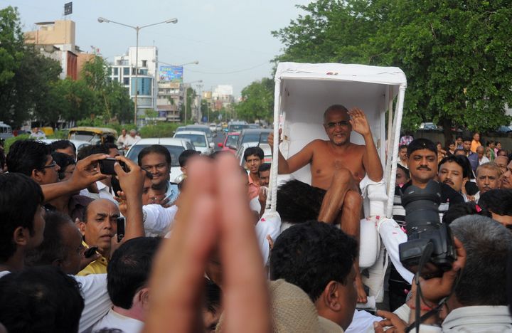 File photo of Jain monk Tarun Sagar.