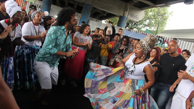 Afro-Brazilians dance in Madureira underneath a bridge on Nov. 20, 2018.