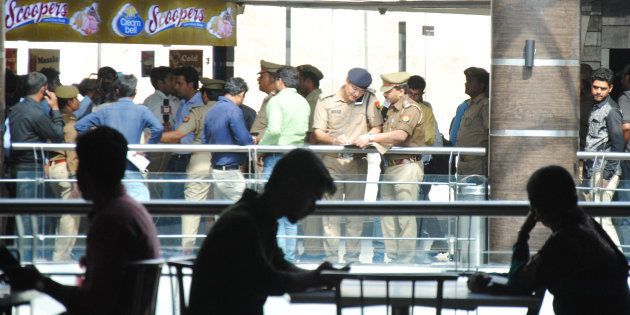 LUCKNOW, INDIA - MARCH 22: Lucknow Police run an anti-Romeo operation at Saharaganj mall, on March 22, 2017 in Lucknow, India.