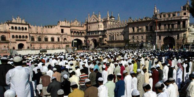 Muslims offer Eid al-Adha prayers in Bhopal November 28, 2009.