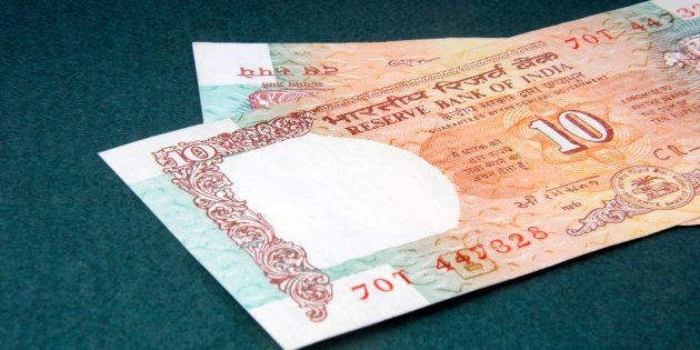 A ten rupee notes (Indian Currency)