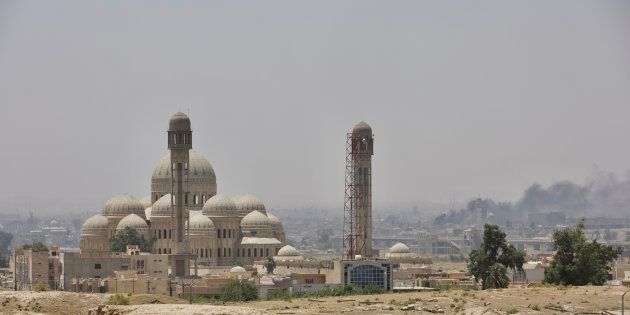 Great Mosque of al-Nuri with its leaning minaret from where Abu Bakr al-Baghdadi declared a caliphate in 2014. Mosul, Iraq, 14 June 2017