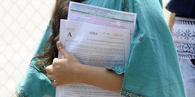 Representative image. Students coming out after appearing the CBSE National Eligibility-Cum-Entrance Test (NEET) medical entrance exam, on May 7, 2017 in Noida, India.