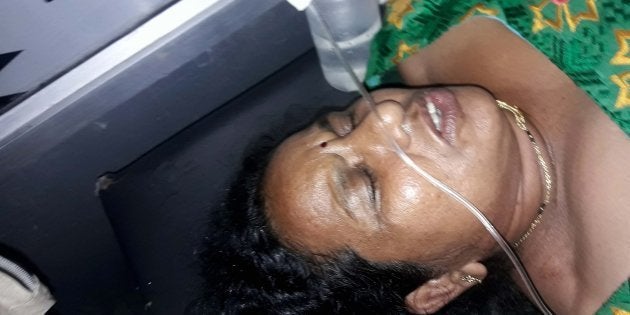 An injured woman being treated in a hospital after militants opened fire on the Amarnath Yatra in which some pilgrims were killed many injured in Anantnag in Jammu and Kashmir on Monday.