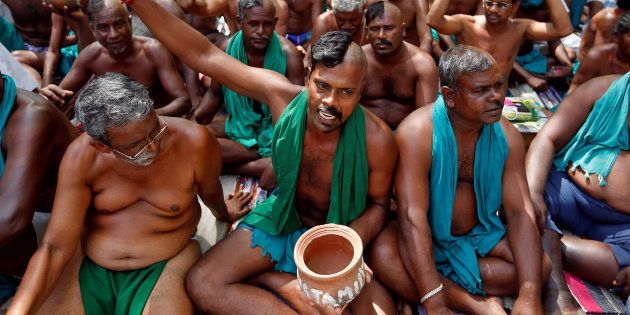File photo of Tamil Nadu farmers protesting at Jantar Mantar, New Delhi.