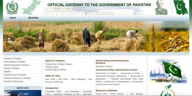 The restored Pakistan government website.