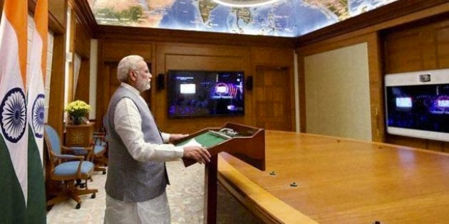 Prime Minister Narendra Modi addresses the Global Citizens Festival in Mumbai, via video conferencing.