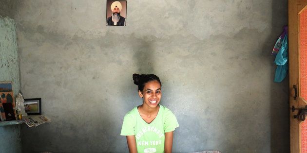 Manvi at her home in Dhanauri Mafi village, western Uttar Pradesh.