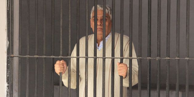 PANCHKULA, INDIA - NOVEMBER 20: Rampal put up in lock up of sector 5 police station after his arrest from Hisar Ashram on November 20, 2014 in Panchkula, India. (Photo by Sant Arora/Hindustan Times via Getty Images)
