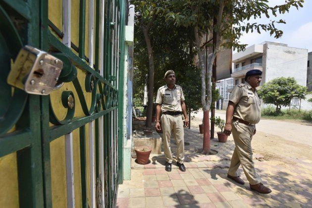 District admin officials searched the dera sacha sauda ashram at Sector 50 on Saturday night after government ordered preparing list of properties, on August 27, 2017 in Gurgaon, India.