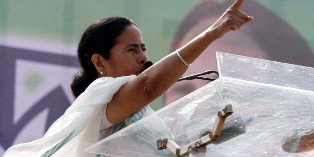 KOLKATA, INDIA - JANUARY30: West Bengal Chief Minister Mamata Banerjee addressing the Trinamool Congress rally at Brigade Parade Ground on January 30, 2014 in Kolkata, India. Kick-starting her party's Lok Sabha campaign TMC supremo said that her party would go it alone in the polls and renewed her call for a federal front. ( Photo by Subhankar Chakraborty/Hindustan Times via Getty Images)