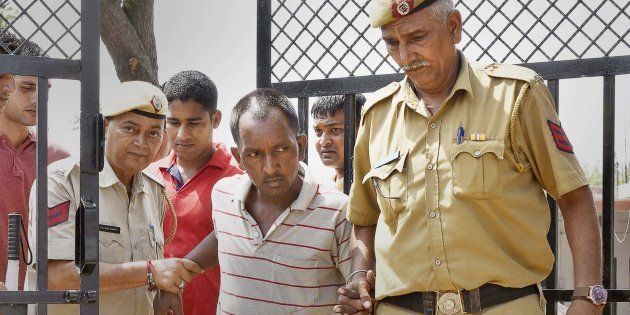 GURUGRAM, INDIA - SEPTEMBER 9: Police arrest accused Ashok for the murder of 7-year-old child, on September 9, 2017 in Gurugram, India.