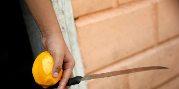 He used a kitchen knife.