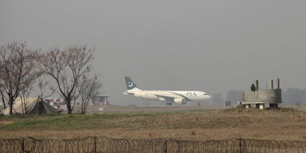 A Pakistan International Airlines passenger plane prepares to take off.