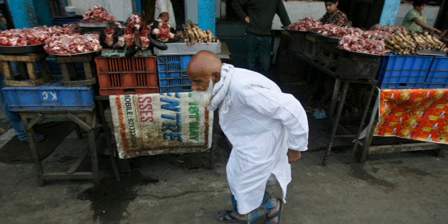 File photo of butcher's shop in the old quarters of Delhi.