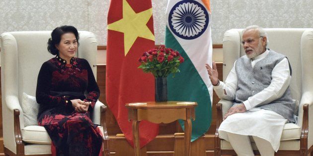 PM Narendra Modi with President of the National Assembly of Vietnam, Nguyen Thi Kim Ngan at a meeting in New Delhi on Friday.