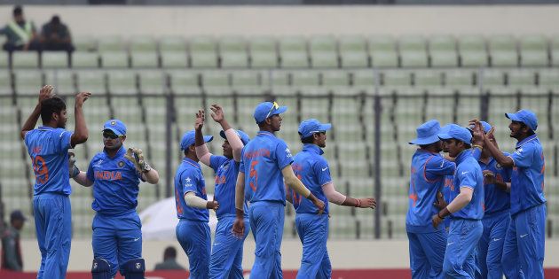 A file photo of India's under-19 team during the World Cup cricket final between India and West Indies.