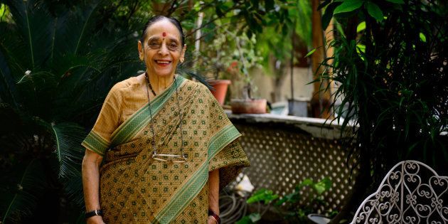 File photo of the late Leila Seth, first woman judge on the Delhi High Court and the first woman to become Chief Justice of a state High Court, at her home, during an interview on October 16, 2014 in Noida, India. (Photograph by Pradeep Gaur/Mint Via Getty Images)