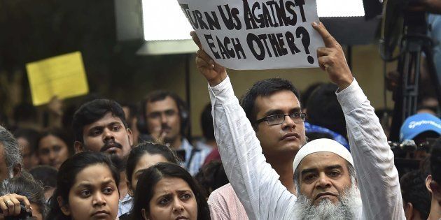 Many citizens and celebrities join hands and protest in support of the campaign 'Not in My Name' against lynching of a Muslim teenager Junaid at Jantar Mantar.