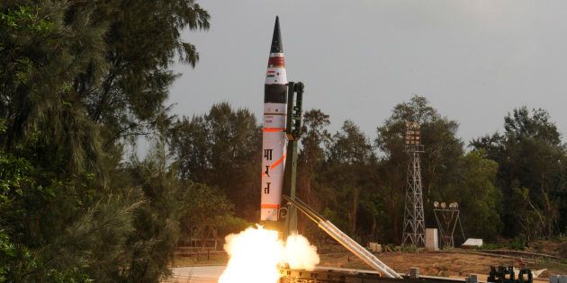 A surface-to-surface Agni V missile is launched from the Wheeler Island off the eastern Indian state of Odisha in 2012.