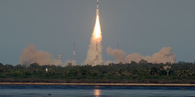 The Indian Space Research Organisation's (ISRO) GSAT-9 on board the Geosynchronous Satellite Launch Vehicle (GSLV-F09), launches from Sriharikota in the southern state of Andhra Pradesh.